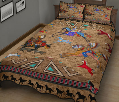 Native American Horses Pattern Quilt Bedding Set MP226S1-Quilt-MP-Twin-Vibe Cosy™