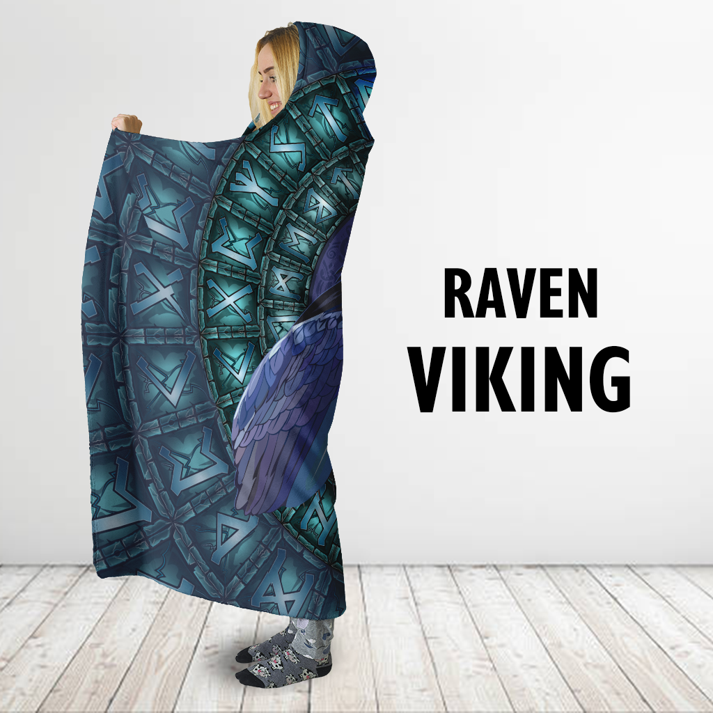Viking Hooded Blanket - Raven Viking PL096-HOODED BLANKETS (P)-PL8386-Hooded Blanket - .-Youth 60"x45"-Vibe Cosy™