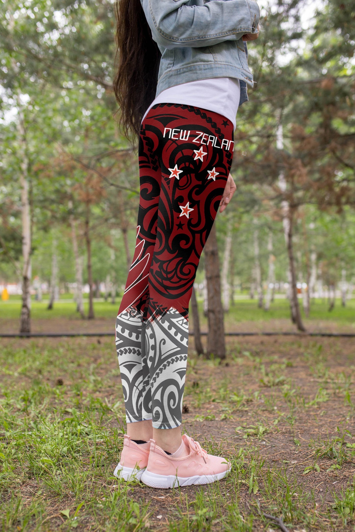 New Zealand Maori Fern Red Edition Leggings-Apparel-HD09-Legging-S-Vibe Cosy™