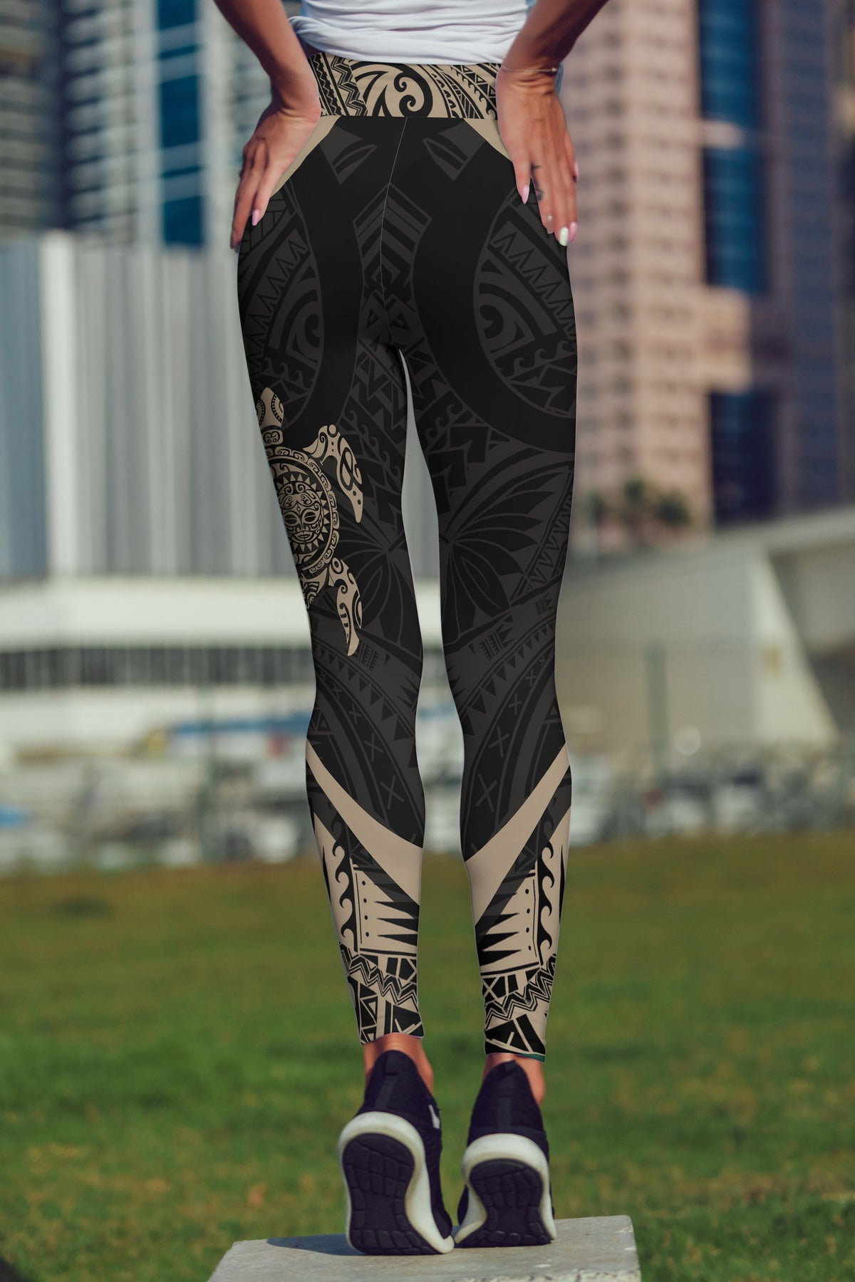 Turtle Maori Tattoo High Waist Leggings-Apparel-HD09-Legging-S-Vibe Cosy™