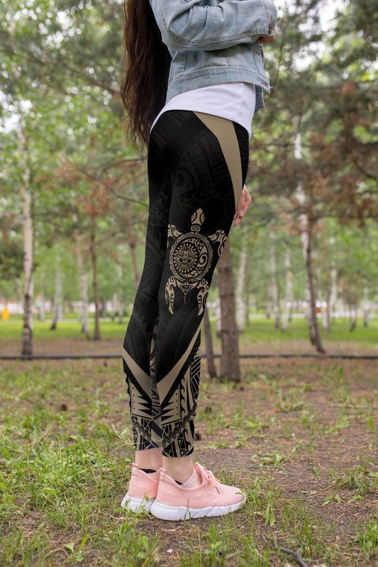 Turtle Maori Tattoo Leggings-Apparel-HD09-Legging-S-Vibe Cosy™