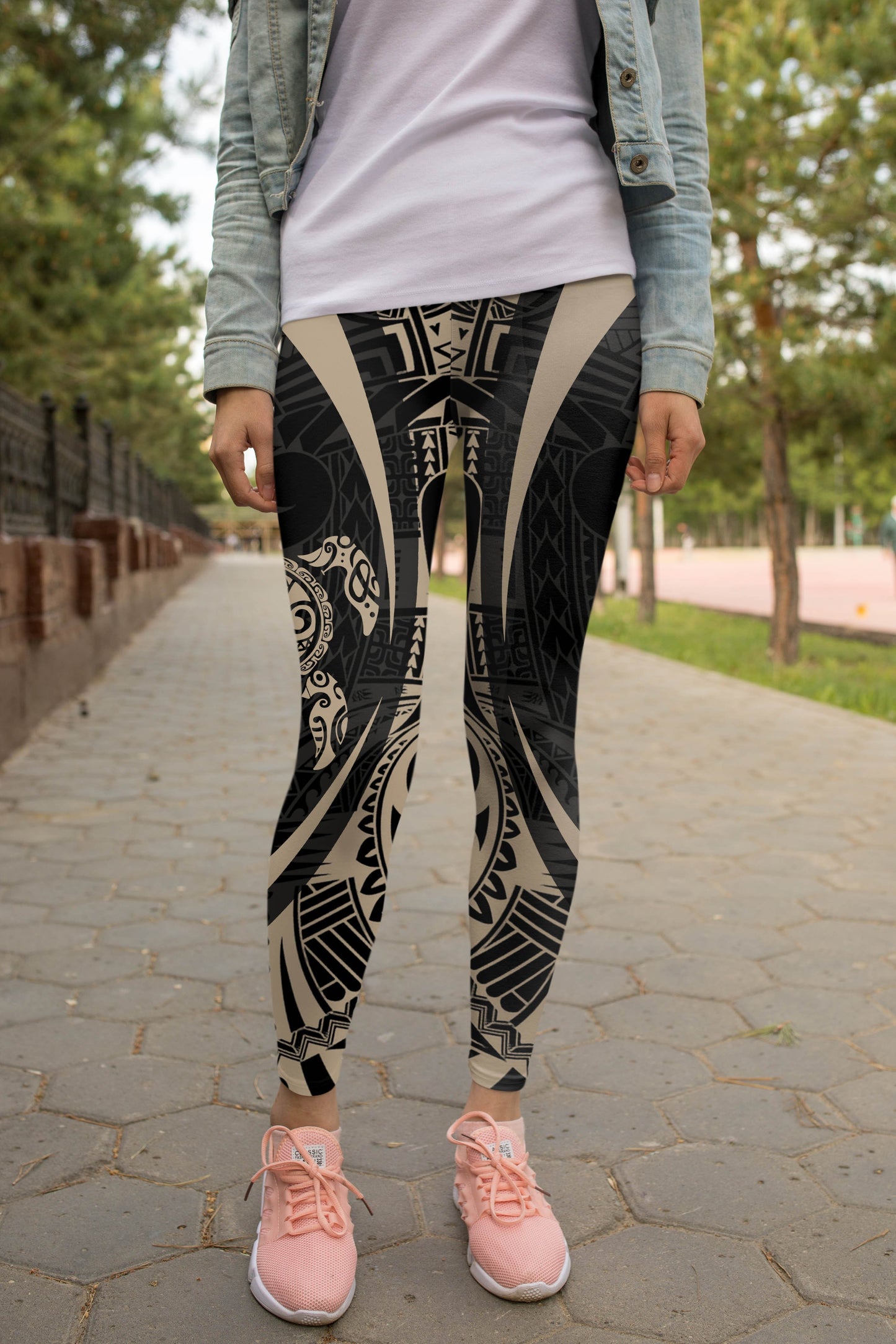 Turtle Maori Tattoo Leggings-Apparel-HD09-Legging-S-Vibe Cosy™
