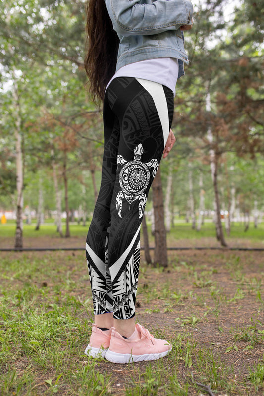 All Over Print Turtle Maori Tattoo Legging-Apparel-HD09-Legging-S-Vibe Cosy™