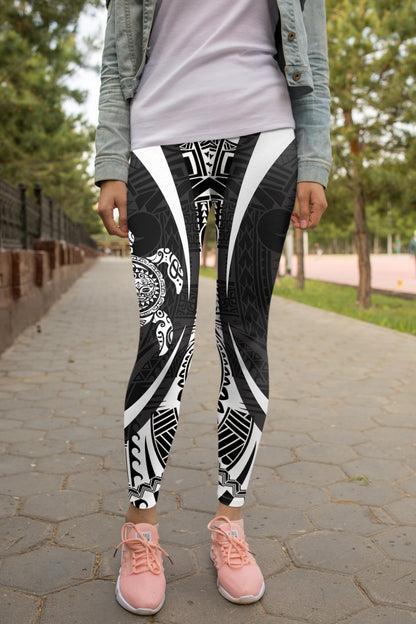 All Over Print Turtle Maori Tattoo Legging-Apparel-HD09-Legging-S-Vibe Cosy™