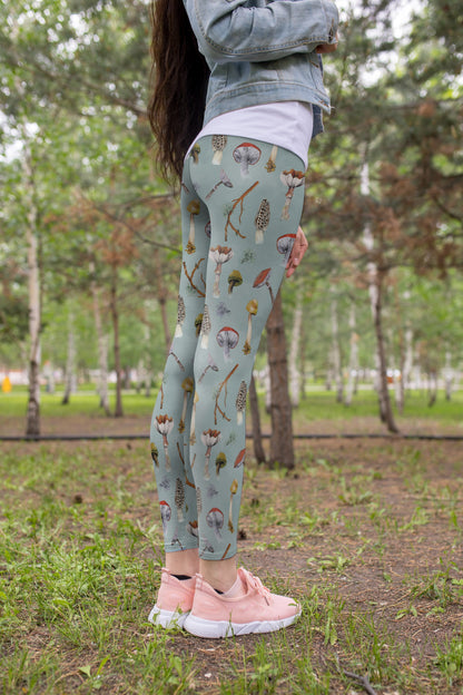 All Over Print Blue Edible Mushroom Legging-Apparel-NTH-Legging-S-Vibe Cosy™