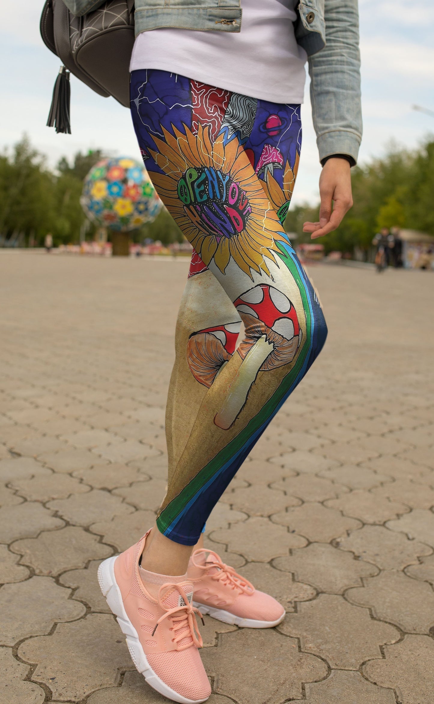 Flower Mushrooms Hippie Leggings-Apparel-NTH-Legging-S-Vibe Cosy™
