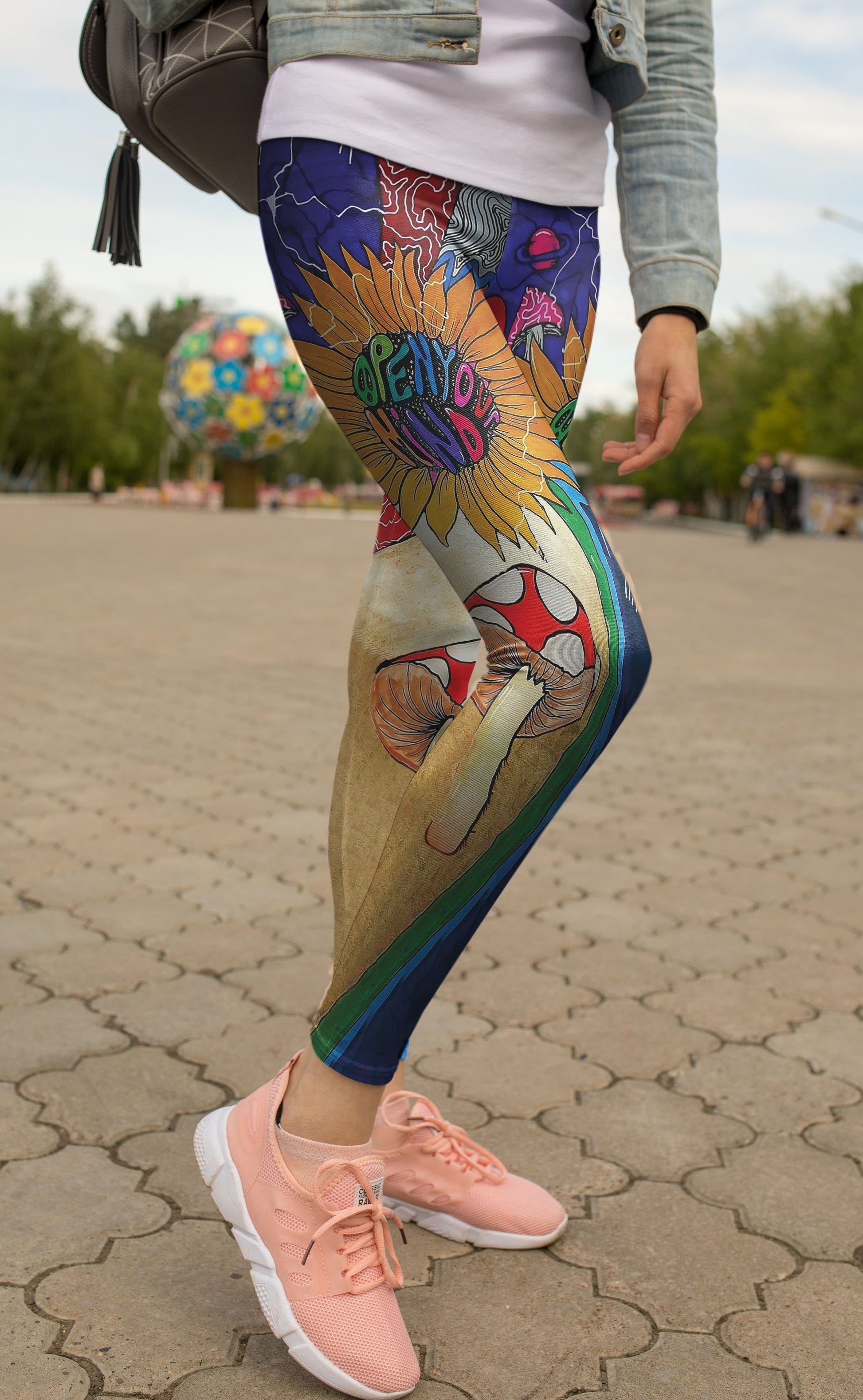 Flower Mushrooms Hippie Leggings-Apparel-NTH-Legging-S-Vibe Cosy™