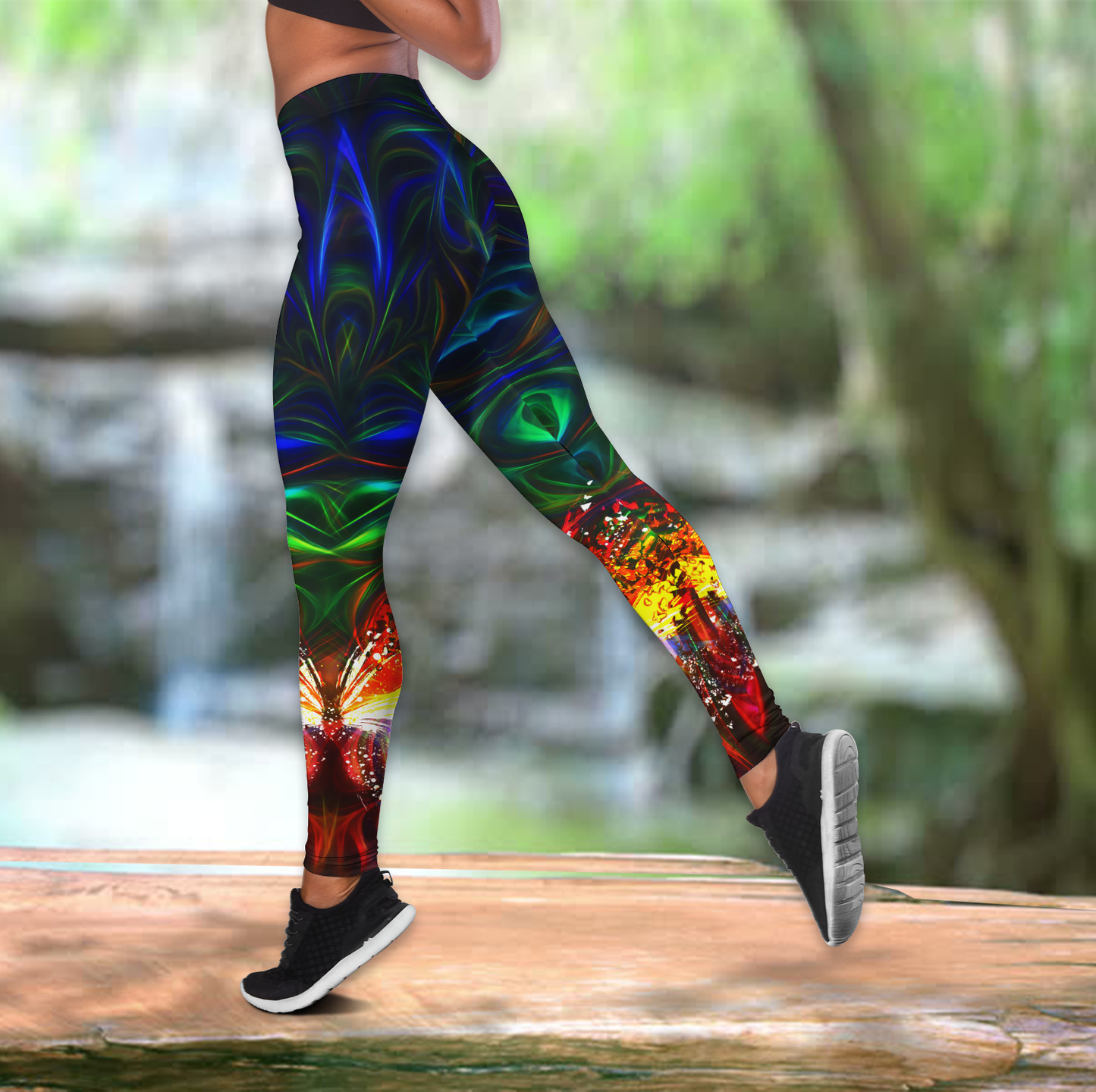 Colorful Butterfly Tattoo legging + hollow tank combo MH14112001
