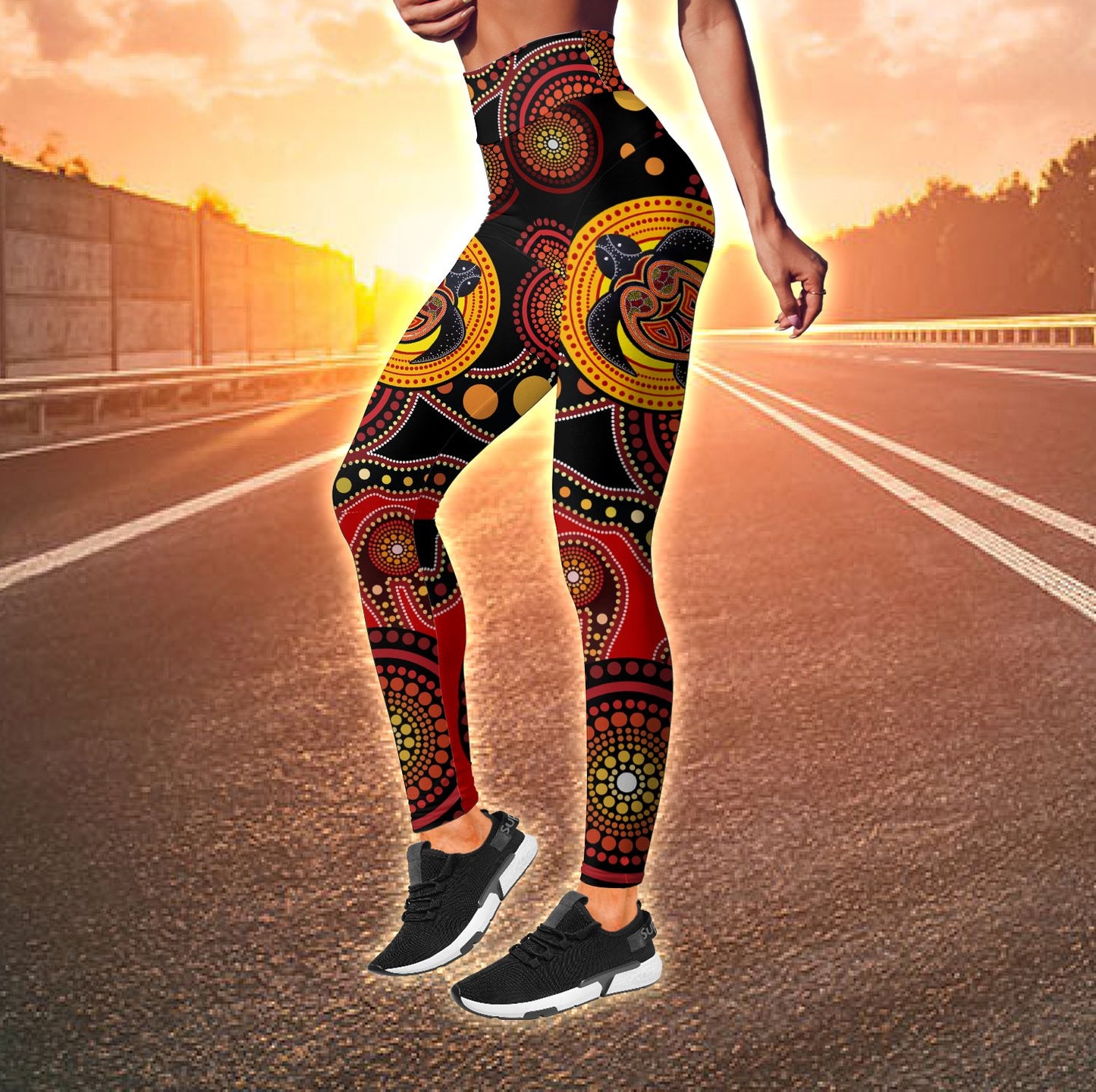Aboriginal Australia Indigenous Turtles Painting Art Combo (Legging+Tank) TR2506203S-Apparel-Huyencass-S-No Tank-Vibe Cosy™