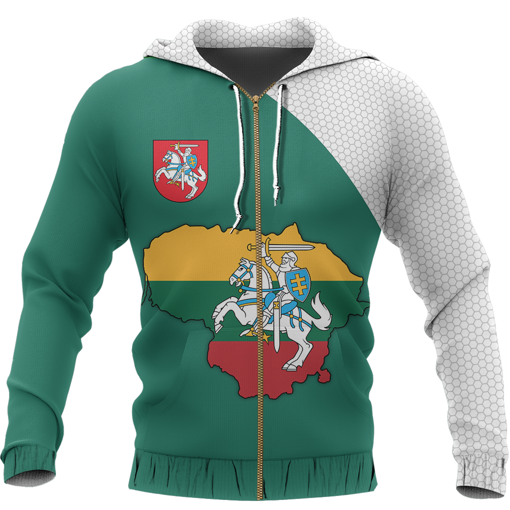 Lithuania Map Special Pullover Hoodie-Apparel-Phaethon-Zipped Hoodie-S-Vibe Cosy™