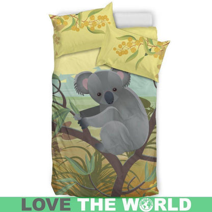 Lovely Koala Australia Bedding Set K5-BEDDING SETS-HP Arts-Bedding Set - Beige - LOVELY KOALA IN AUSTRALIA BEDDING SET-Twin-Black/Beige-Vibe Cosy™