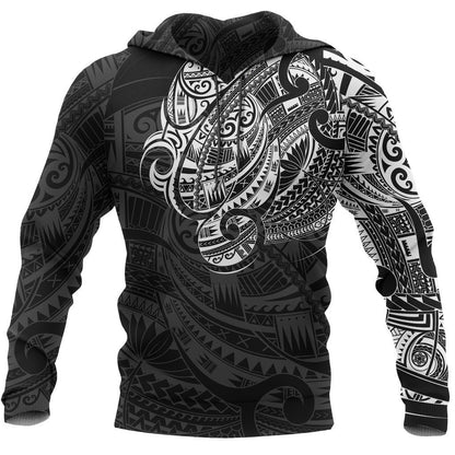 Maori Tattoo Style All Over Hoodie White Version NVD-Apparel-Dung Van-Hoodie-S-Vibe Cosy™