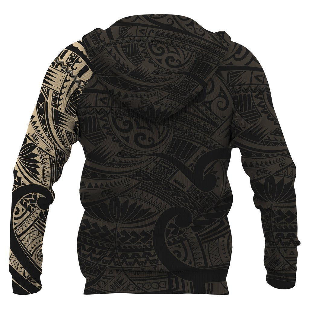 Maori Tattoo Style All Over Hoodie Golden Version-Apparel-Khanh Arts-Vibe Cosy™