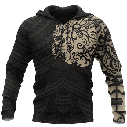 Maori Lion Tattoo New Zealand All Over Hoodie Golden NVD-Apparel-Dung Van-Hoodie-S-Vibe Cosy™