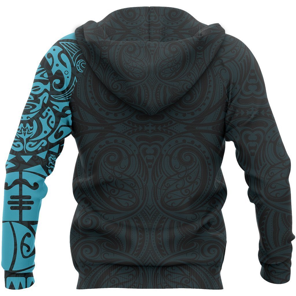 Maori Tangaroa Tattoo New Zealand All Over Hoodie - Blue NVD-Apparel-Dung Van-Hoodie-S-Vibe Cosy™