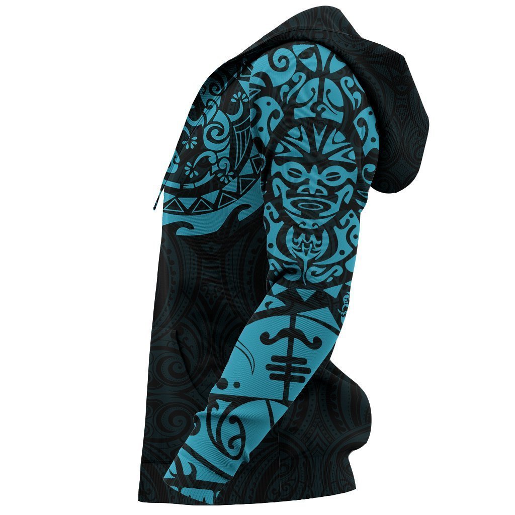 Maori Tangaroa Tattoo New Zealand All Over Hoodie - Blue NVD-Apparel-Dung Van-Hoodie-S-Vibe Cosy™