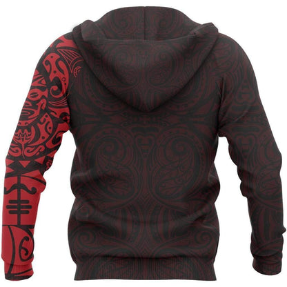 Maori Tangaroa Tattoo New Zealand All Over Hoodie - Red HC-Apparel-Huyencass-Hoodie-S-Vibe Cosy™