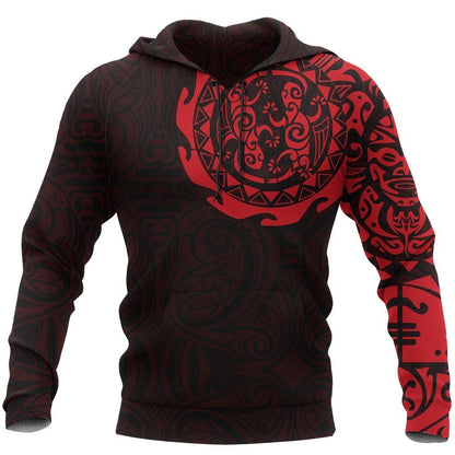 Maori Tangaroa Tattoo New Zealand All Over Hoodie - Red NVD-Apparel-Dung Van-Hoodie-S-Vibe Cosy™