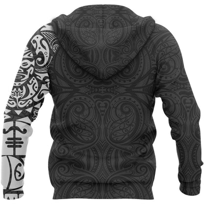 Maori Tangaroa Tattoo New Zealand All Over Hoodie - White NVD-Apparel-Dung Van-Hoodie-S-Vibe Cosy™