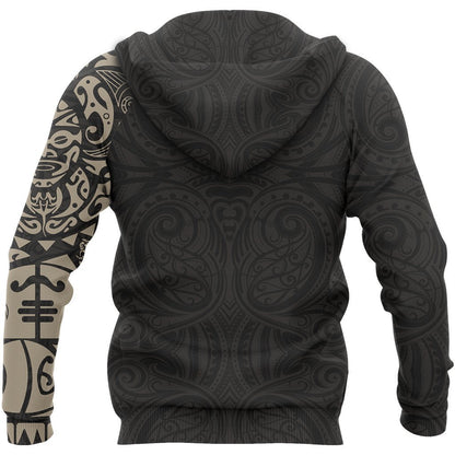 Maori Tangaroa Tattoo New Zealand All Over Hoodie - Golden NVD-Apparel-Dung Van-Hoodie-S-Vibe Cosy™