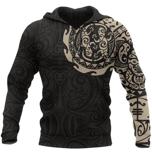 Maori Tangaroa Tattoo New Zealand All Over Hoodie - Golden NVD-Apparel-Dung Van-Hoodie-S-Vibe Cosy™