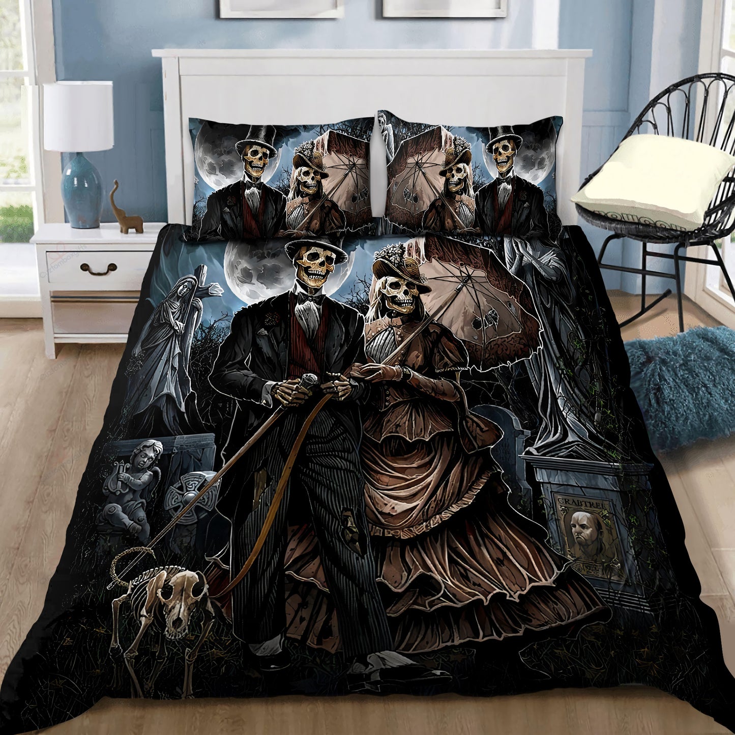 Skull Couple Day Of The Dead Bedding Set DQB08102003