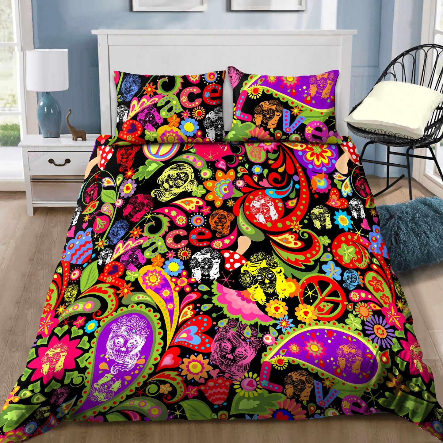 Love Skull Hippie Bedding Sets