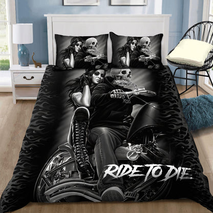 Skull Motobike Ride To Die Bedding Set DQB08102004