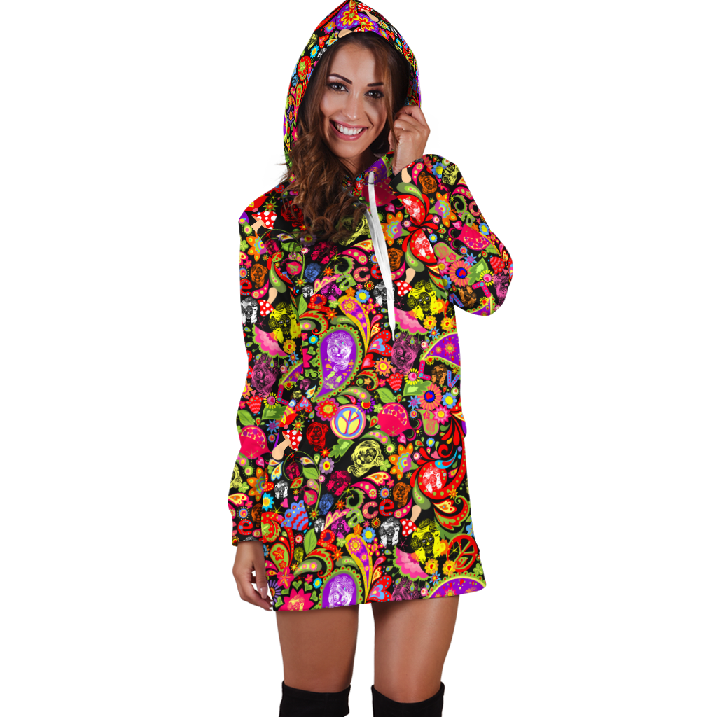 Love Skull Hippie Women Hoodie Dress