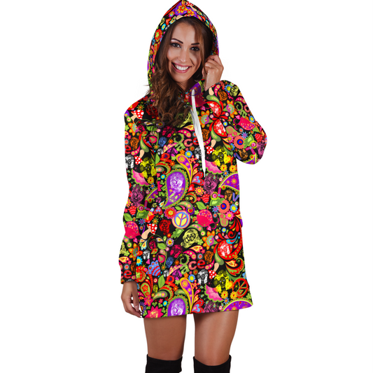 Love Skull Hippie Women Hoodie Dress