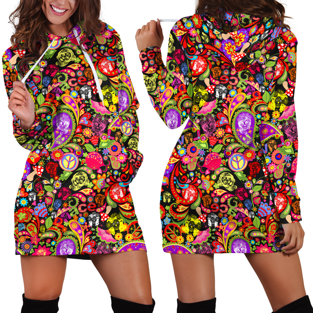 Love Skull Hippie Women Hoodie Dress