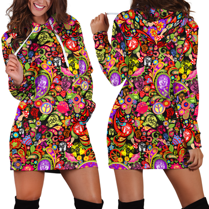 Love Skull Hippie Women Hoodie Dress
