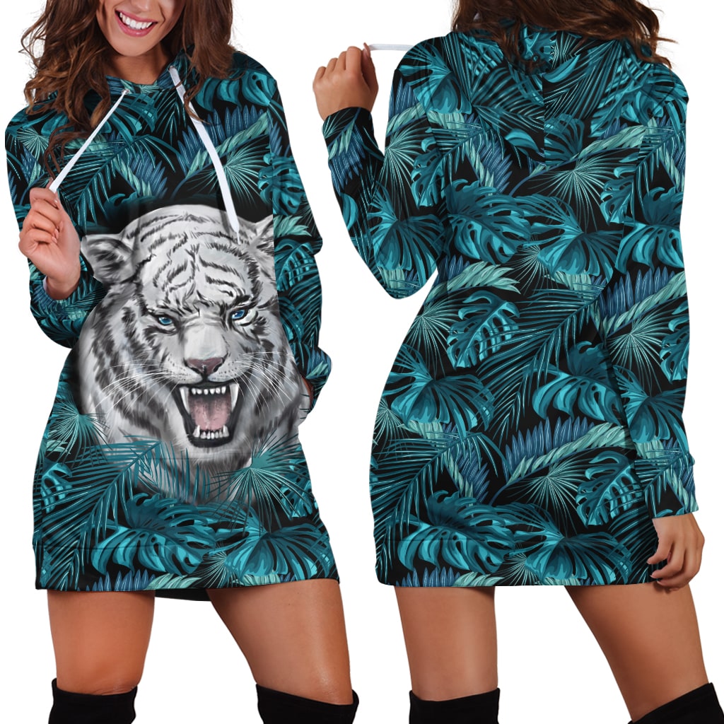 White Tiger Hoodie Dress Blanket MH1908202-TQH