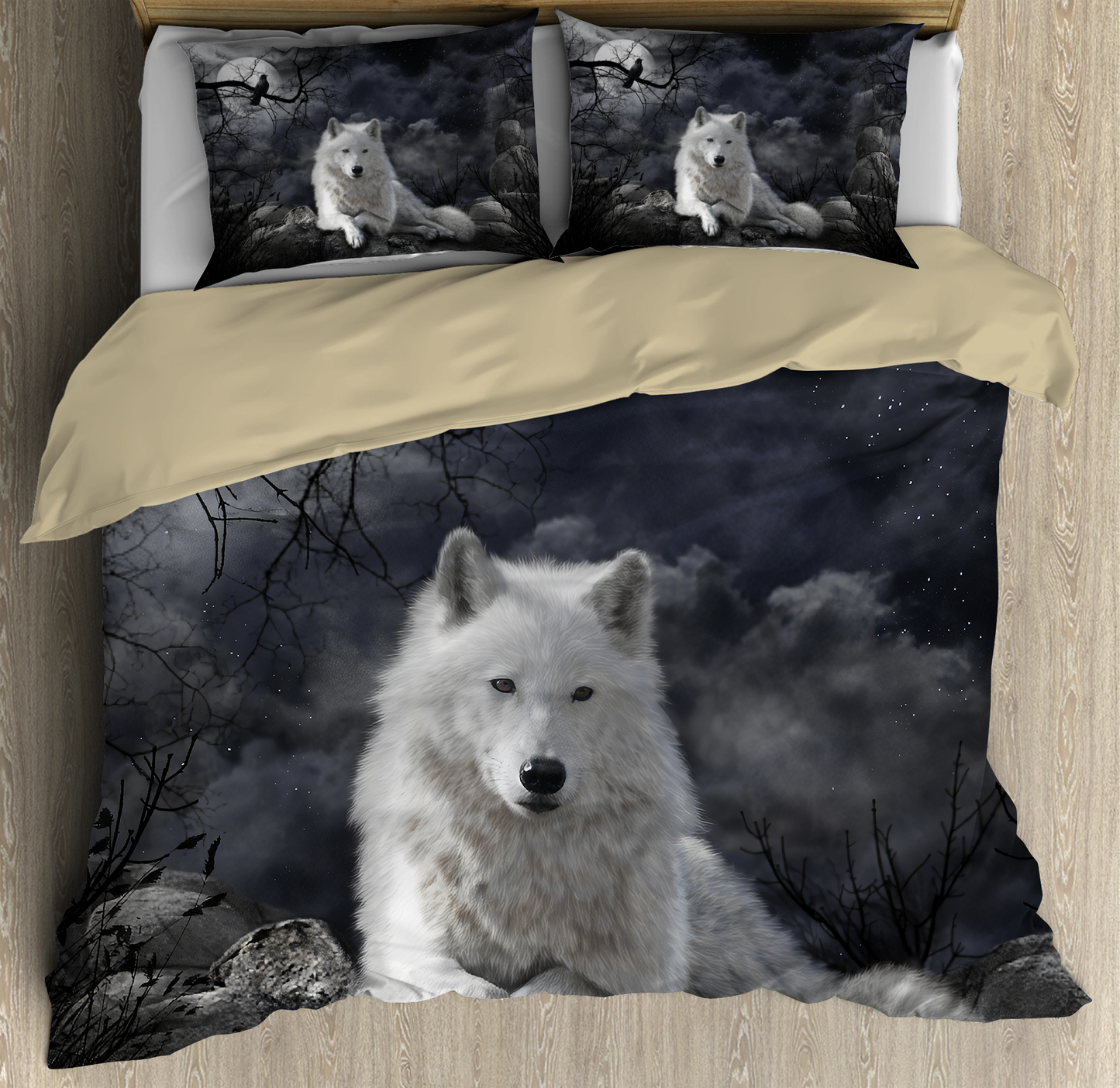 Awesome Night White Wolf Bedding Set MEI10032005-MEI