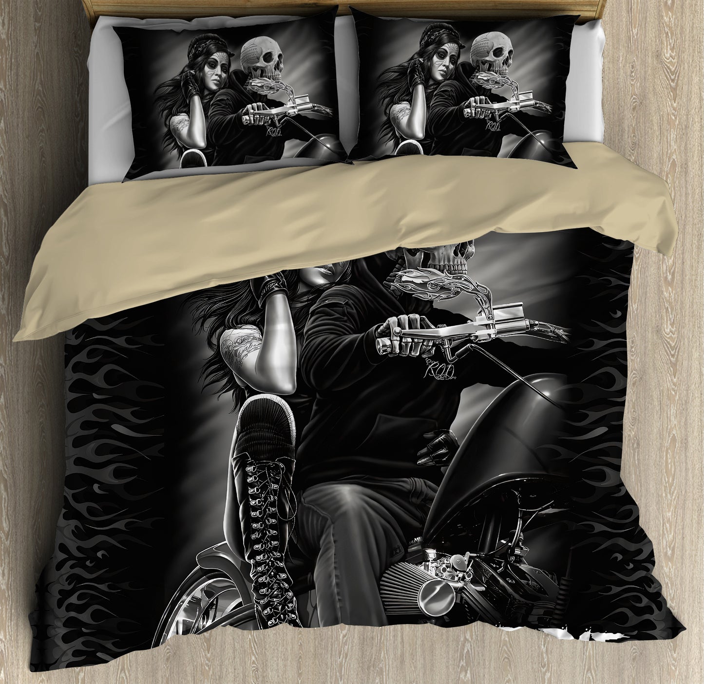 Skull Motobike Ride To Die Bedding Set DQB08102004