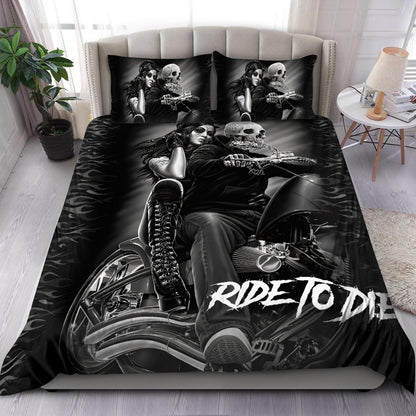 Skull Motobike Ride To Die Bedding Set DQB08102004