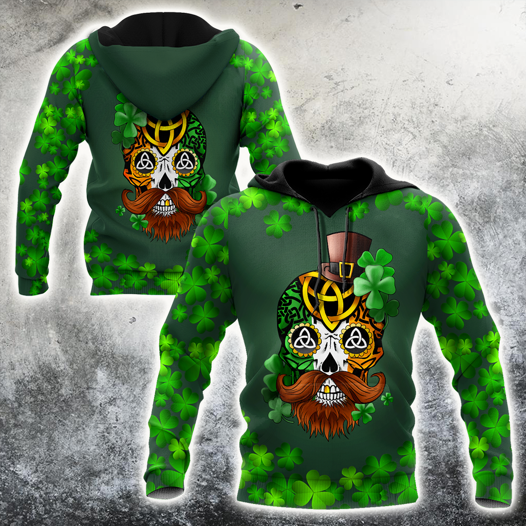 3D All Over Printed Irish Skull St Patrick Day Unisex Shirts XT