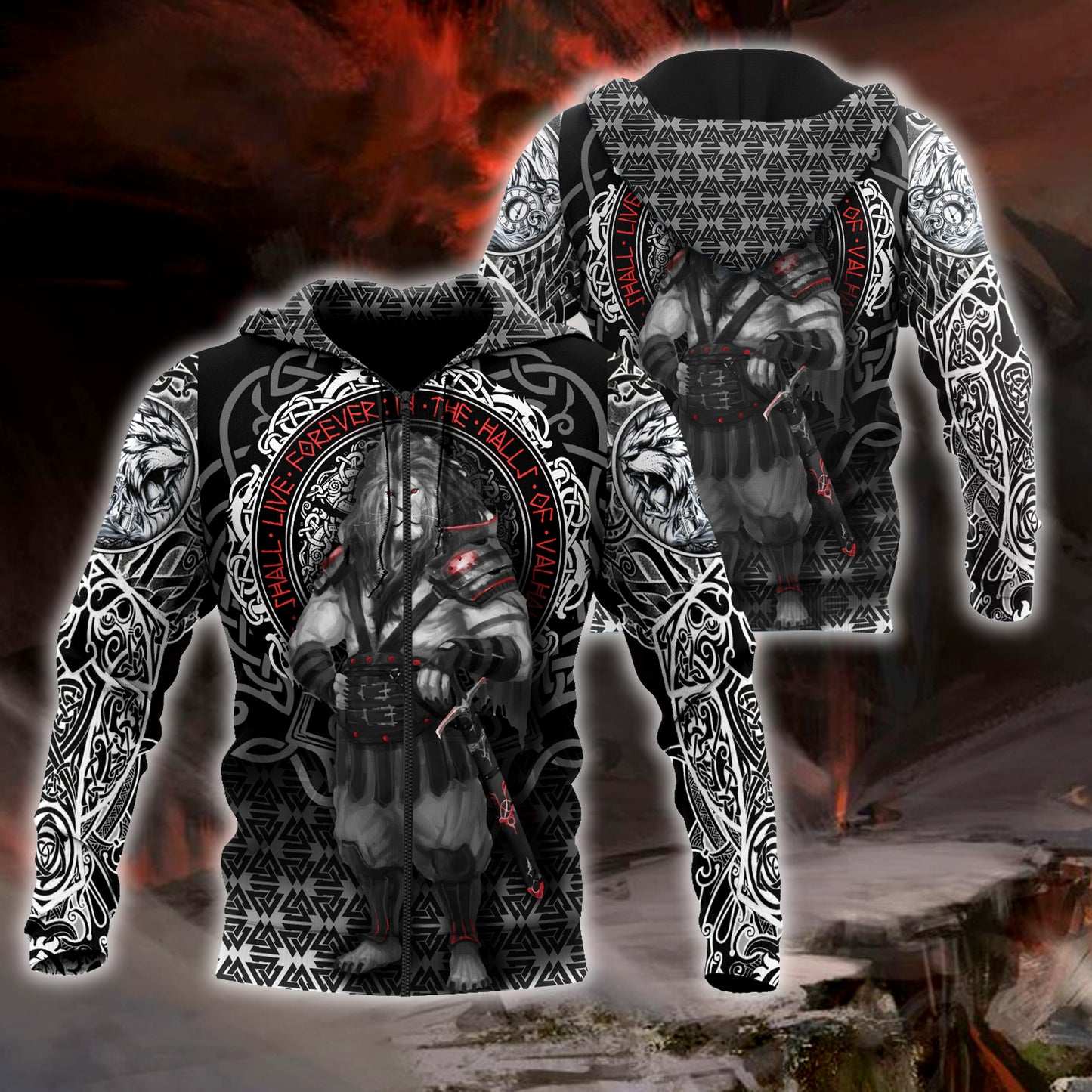The Lion Warrior Tattoo 3D All Over Print Hoodie