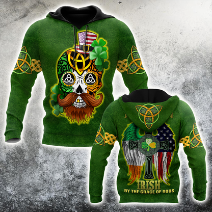 3D All Over Printed  Irish- American Skull  St Patrick Day Unisex Shirts