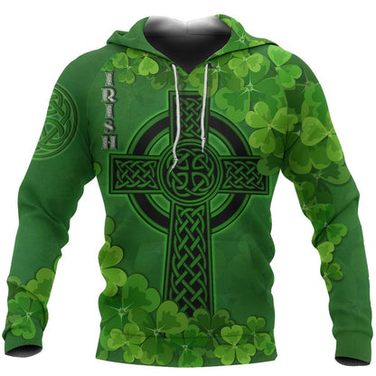 Irish Celtic Cross Shamrock 3D All Over Printed Shirts For Men and Women TT0132-Apparel-TT-Hoodie-S-Vibe Cosy™
