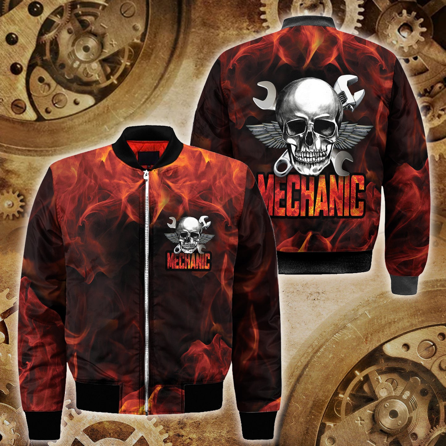 Mechanic Skull 3D All Over Printed Hoodie For Men and Women NTN09142001