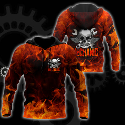 Mechanic Skull 3D All Over Printed Hoodie For Men and Women NTN09142001