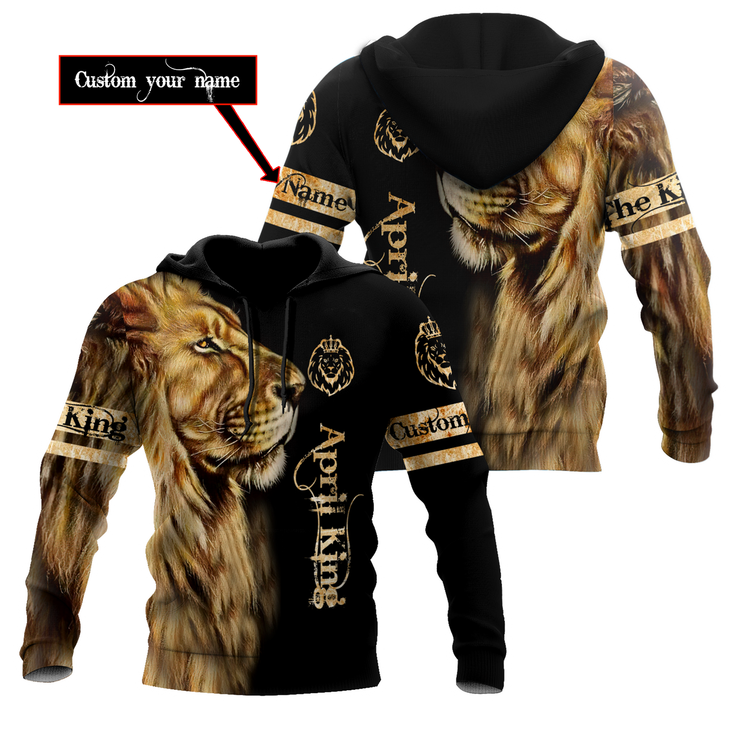 Custom Name April King Lion  3D All Over Printed  Unisex Shirts