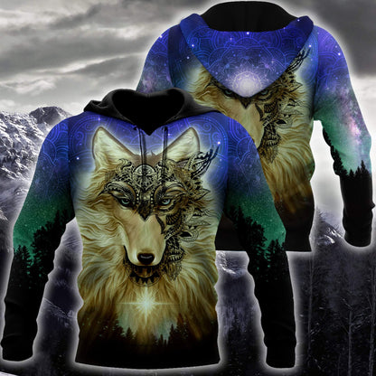 Native Wolf Mandala Pattern All Over Printed Unisex Deluxe Hoodie ML
