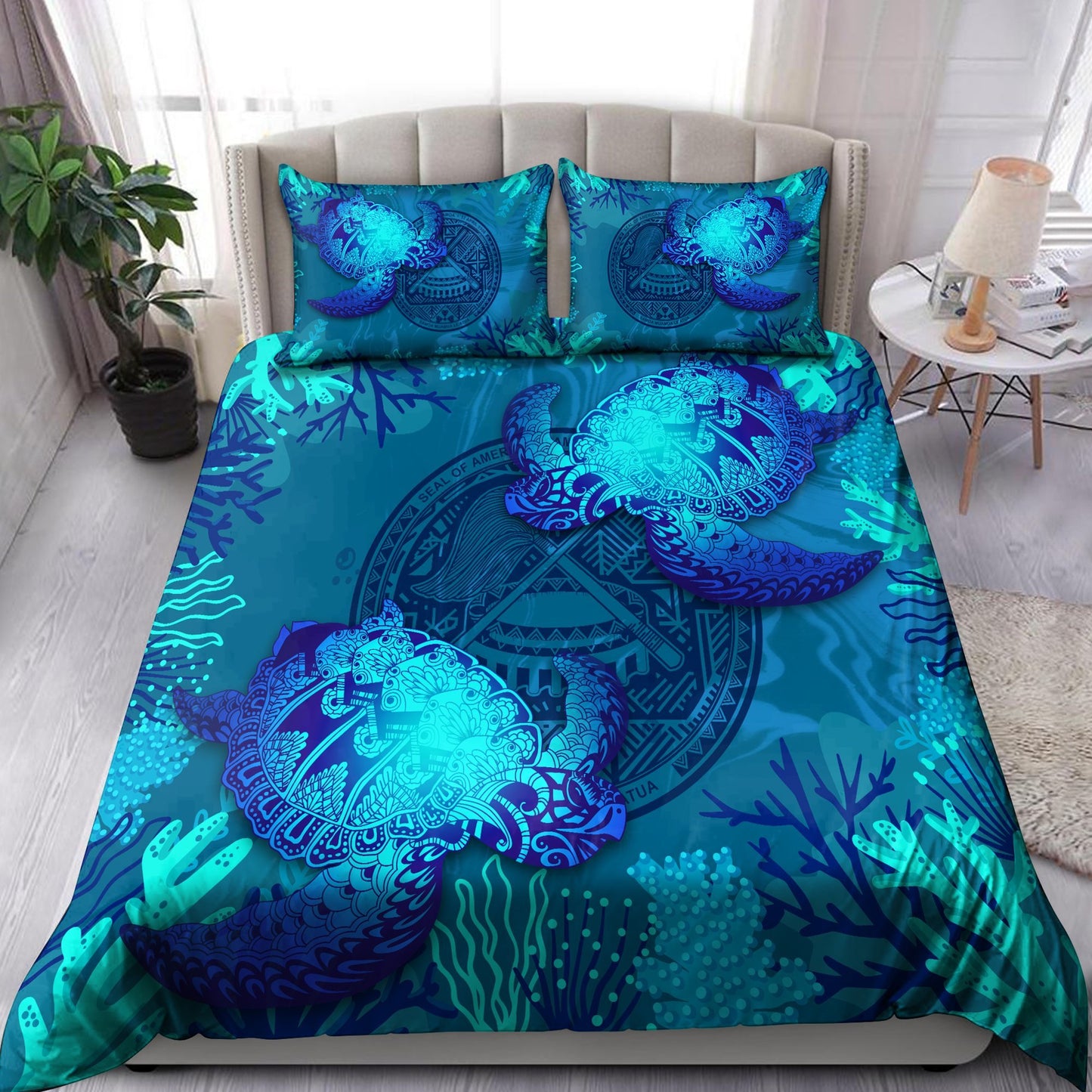 American Samoa Polynesian Bedding Set Sea Turtle -ML-ML-US Twin-Vibe Cosy™