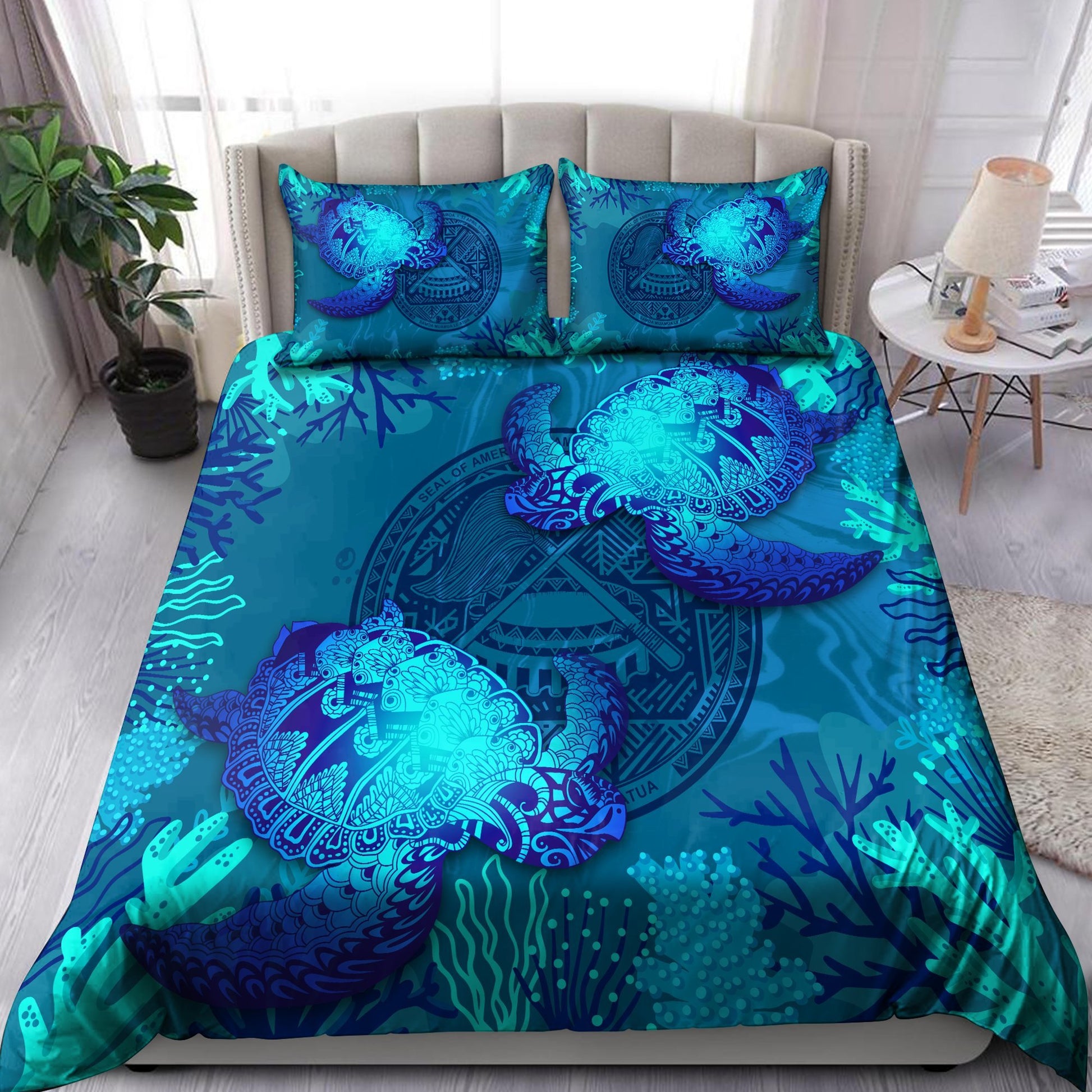 American Samoa Polynesian Bedding Set Sea Turtle -ML-ML-US Twin-Vibe Cosy™