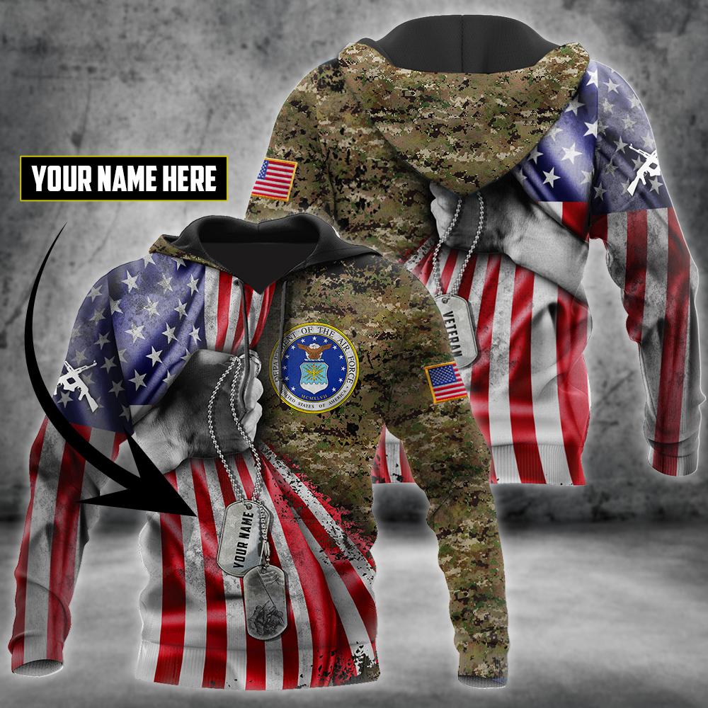 US Air Force tag Custom name 3D shirts for men and women