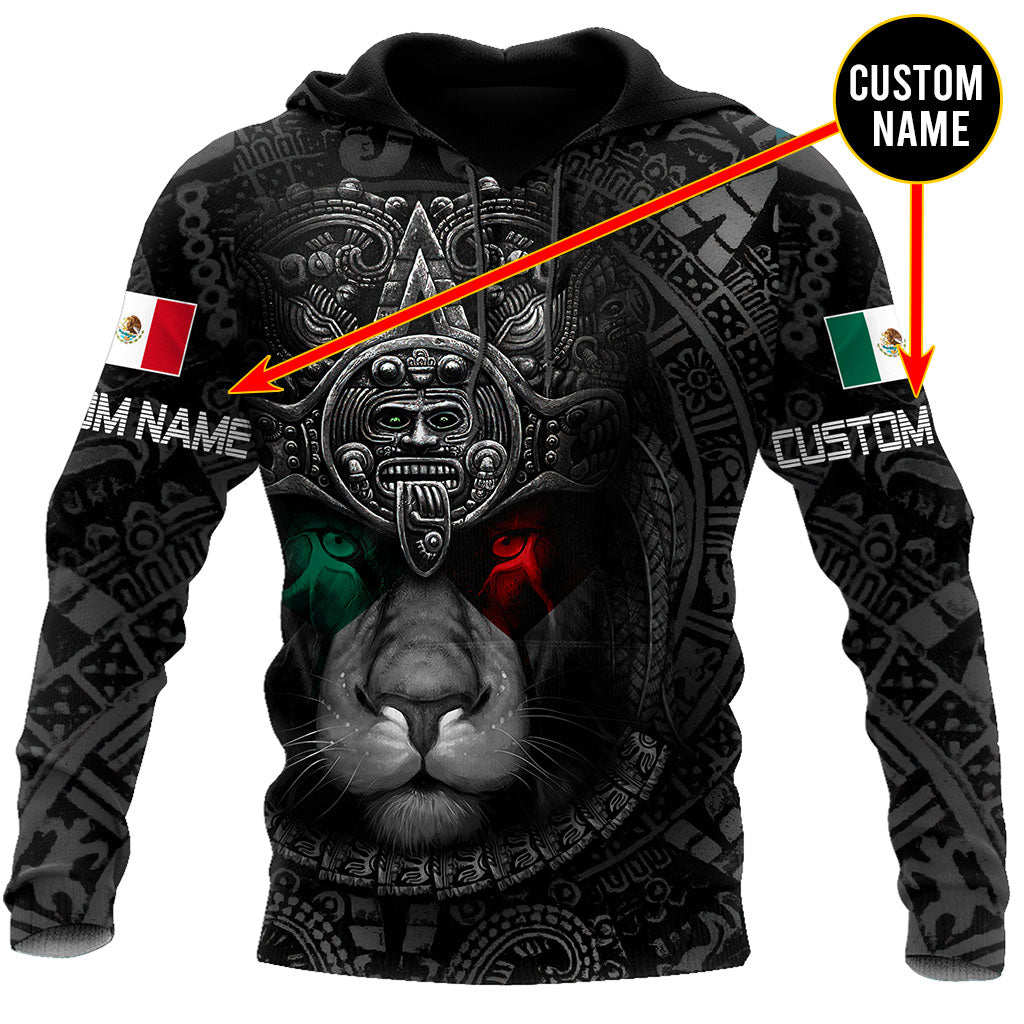 Custom Name Mexican Lion Warrior 3D All Over Printed Shirt for Men and Women