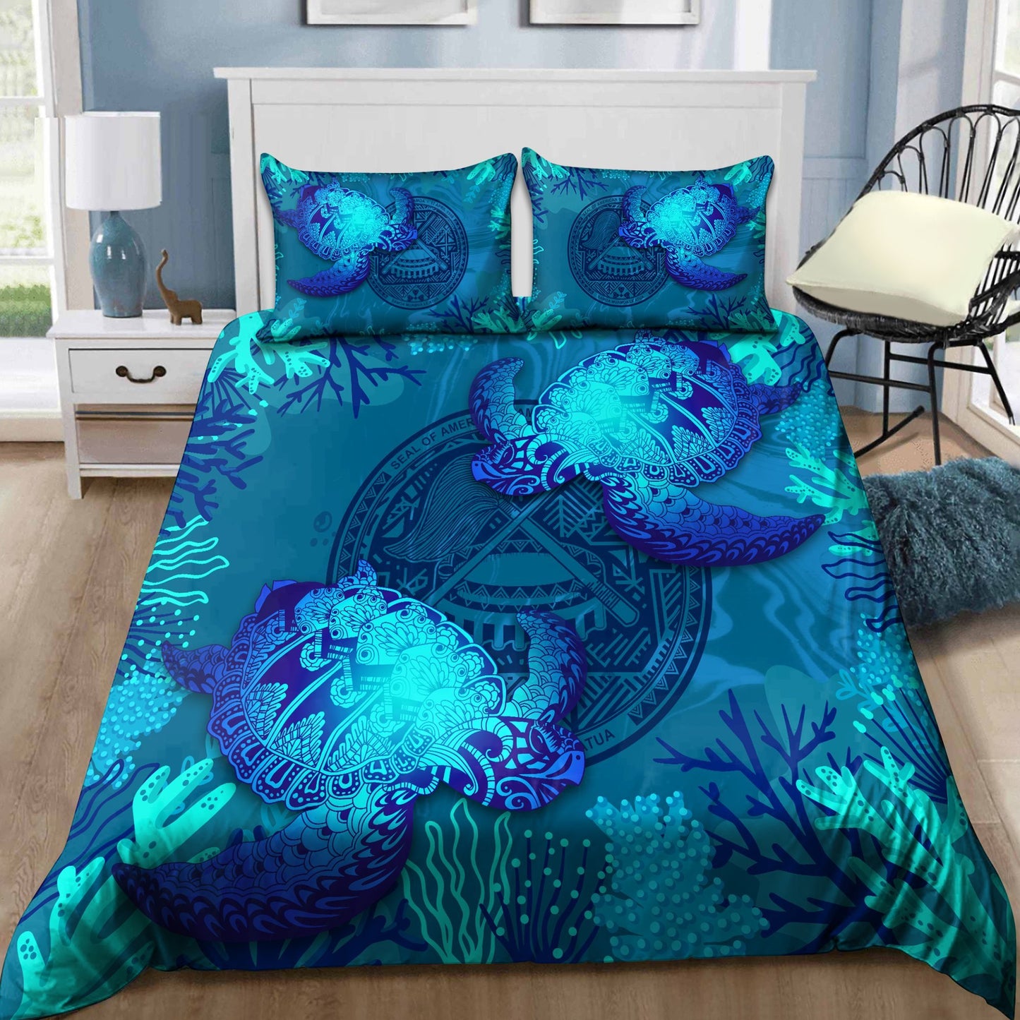 American Samoa Polynesian Bedding Set Sea Turtle -ML-ML-US Twin-Vibe Cosy™