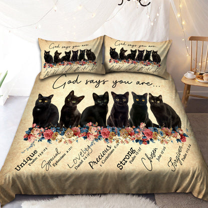 Black Cat-God Says You Are Bedding Set Pi28072003-Quilt-TA-Twin-Vibe Cosy™
